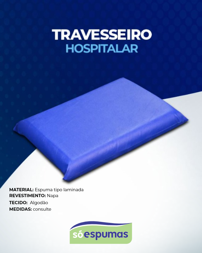 Travesseiro hospitalar 0,60X0,40X0,10 cm