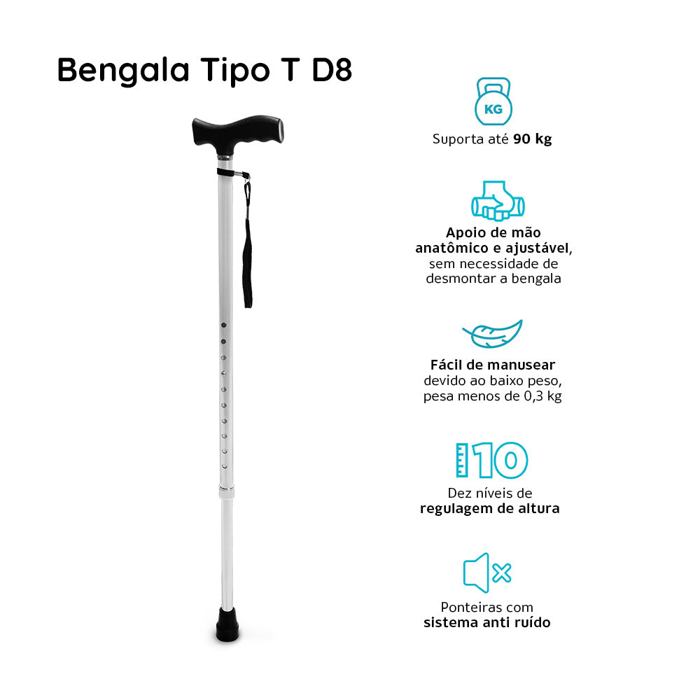 Bengala Bastão tipo T mod-D8 Dellamed