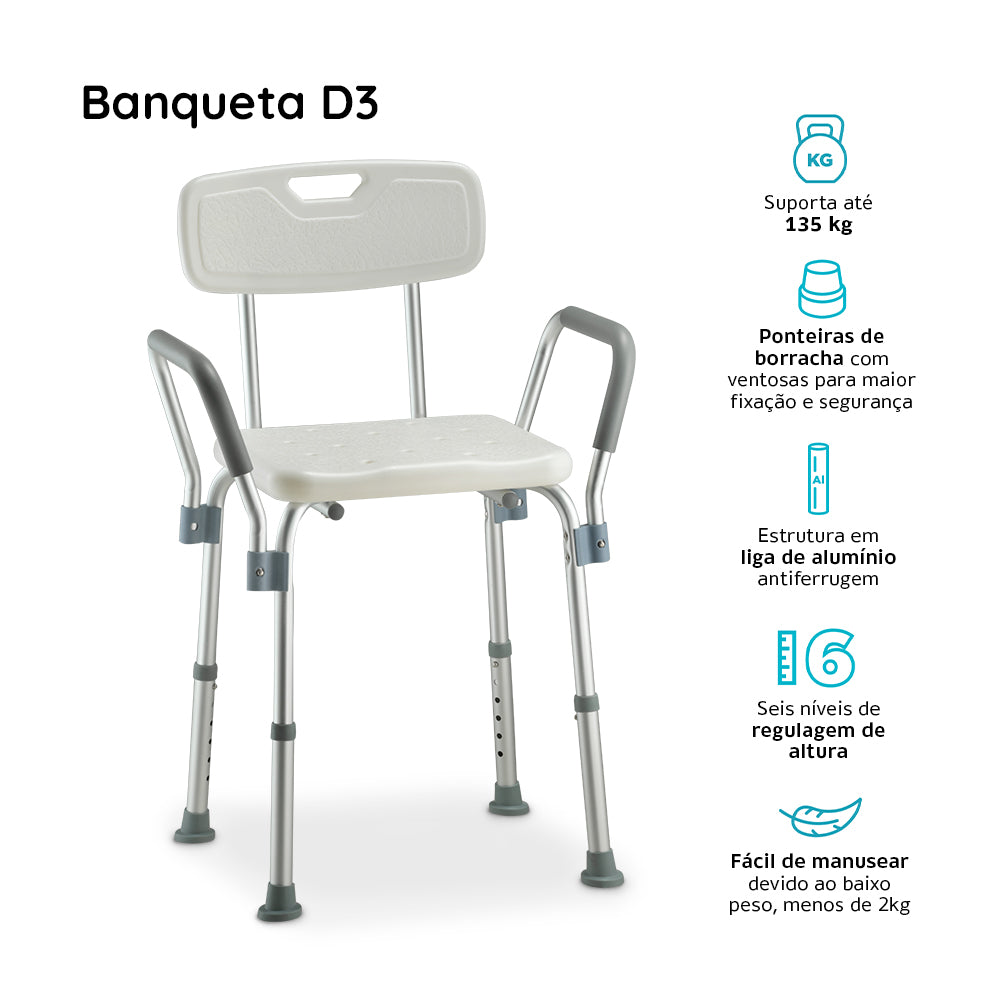 Cadeira retangular mod- D3 com encosto e braço Dellamed